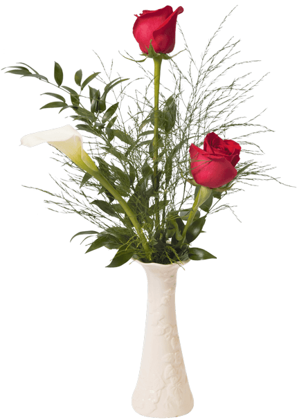Mini Calla And Rose Bud Vase • - Flower (500x611), Png Download