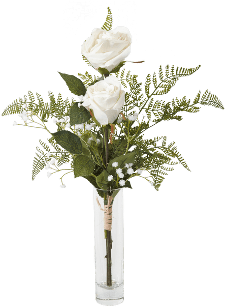 Silk White Rose Bud Vase • - White Roses Vase Transparent (500x611), Png Download