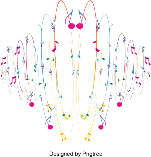Beautiful Colorful Romantic Staff Music Symbol Floating - Music (640x640), Png Download