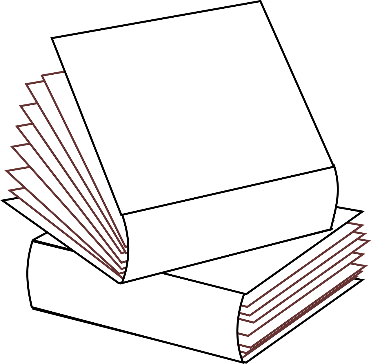 Stacked 2 Books No Colors Stacked Books Multiple Books - Book No Color (1280x1258), Png Download
