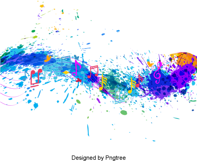 Beautiful Colorful Romantic Staff Music Symbol Floating - Music (640x640), Png Download