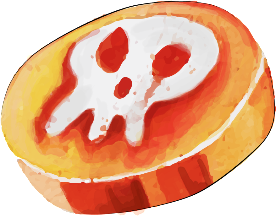 Orange Skull Watercolor Hand-painted Transparent - Halloween Candy Transparent Background (1024x889), Png Download
