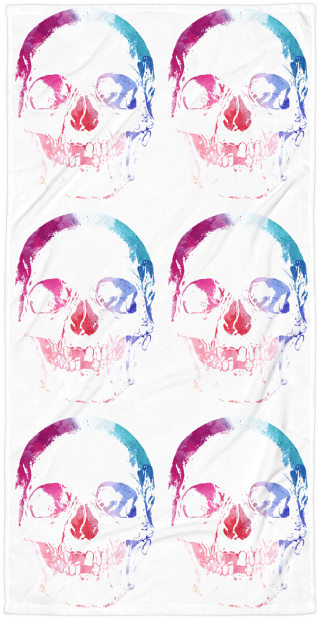 Watercolour Skull Beach Towel - Illustration (1000x1000), Png Download