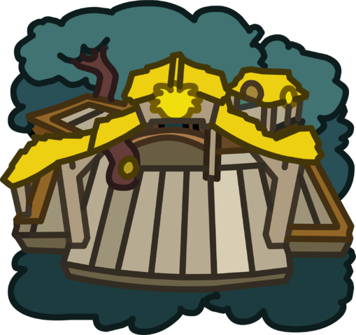 Yellow Puffle Tree House Icon - Cartoon (509x479), Png Download