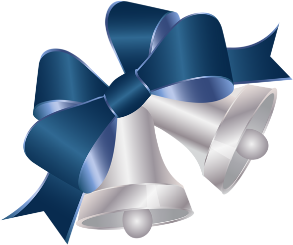 Christmas Bells Transparent Png Clip Art Image Christmas - Blue Christmas Ribbon Png (600x505), Png Download