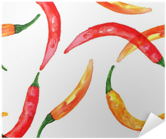 Seamless Pattern Of Watercolor Drawings Of Chili Peppers - Watercolor Chili (400x400), Png Download