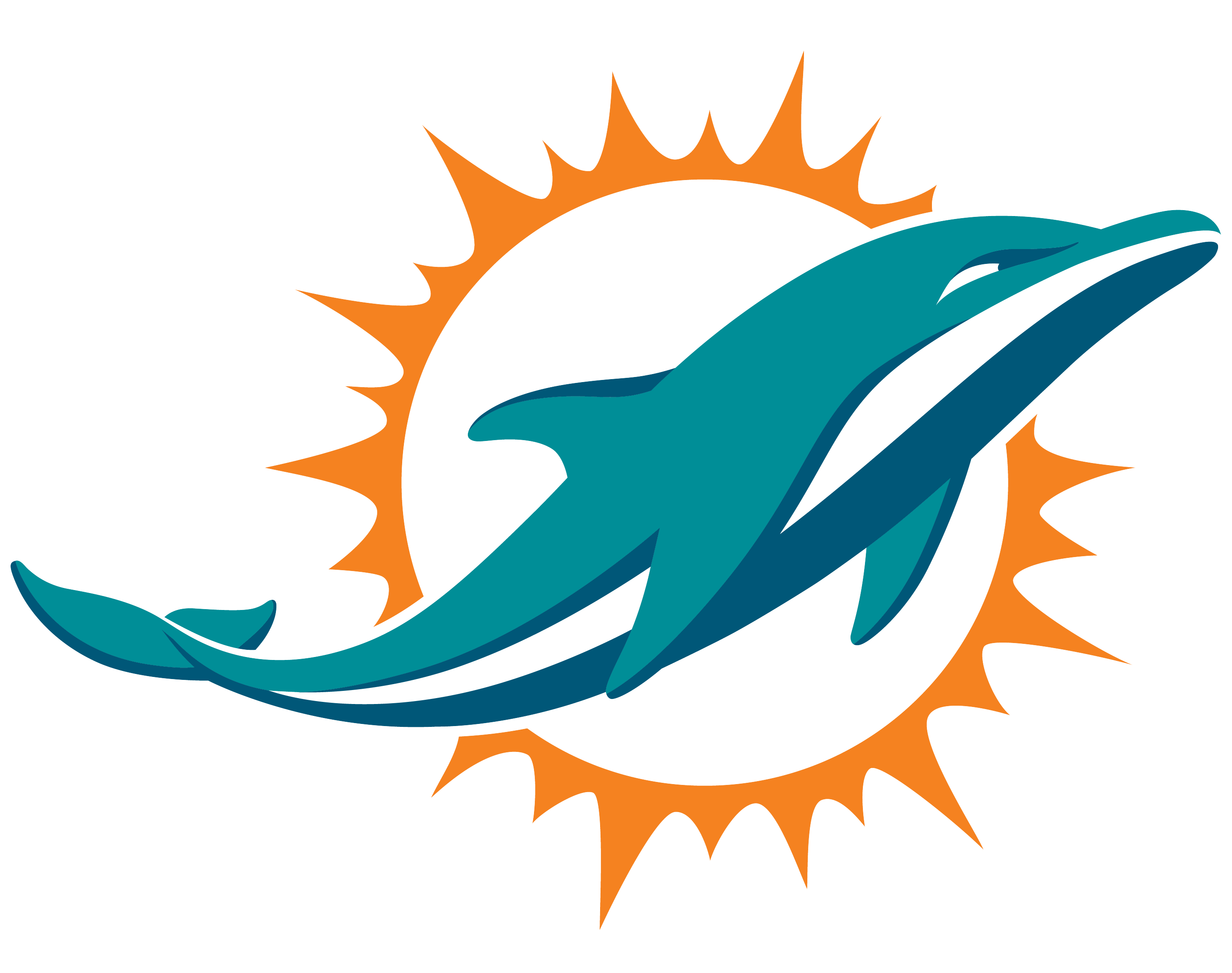 Graphic Transparent Library Dolphins South Florida - Dolphins Logo (2907x2297), Png Download