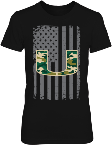 American Flag With Camo Logo Miami Hurricanes Shirt - Show Your Pride - Orlando City Sc Unisex Long Sleeve (600x600), Png Download