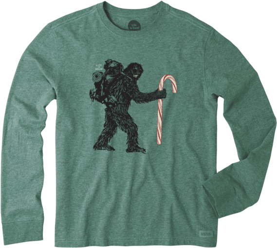 Men's Wild Man Candy Cane Long Sleeve Crusher - Long-sleeved T-shirt (570x570), Png Download