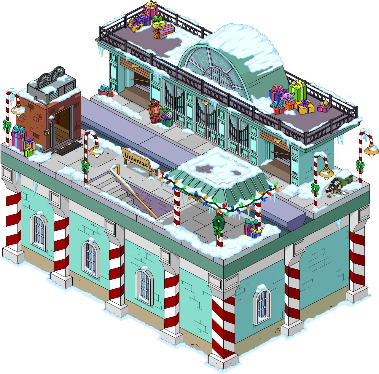 North Pole Station Flipped Snow Menu - Simpson Tapped Out Monorail Station (1278x1262), Png Download