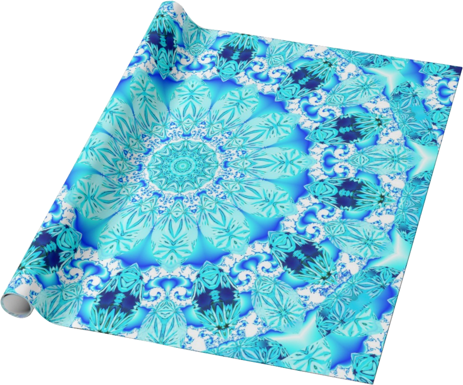 Aqua Lace Mandala Delicate Abstract Blue Wrapping Paper - Cafepress Aqua Lace Abstract 3'x5' Area Rug (1637x1333), Png Download