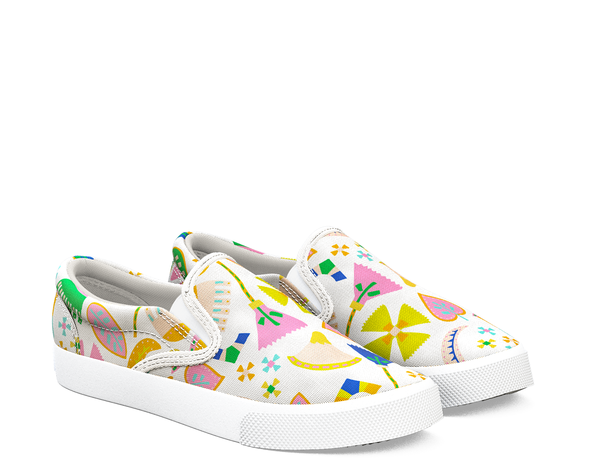 60610 1412 994 Africanwaxprint Oakprintdesign Multiwhite - Slip-on Shoe (2048x2048), Png Download