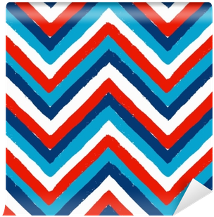 Blue White Red Painted Chevron Pattern Wall Mural • - Blue (400x400), Png Download