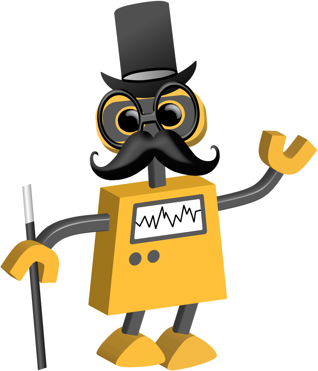 Top Hat - Robot Cartoon Transparent (1087x1268), Png Download