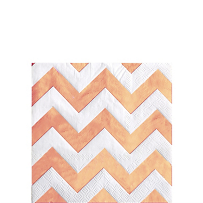 Picture Of Rose Gold Napkins Chevron Pack - Napkin (404x550), Png Download