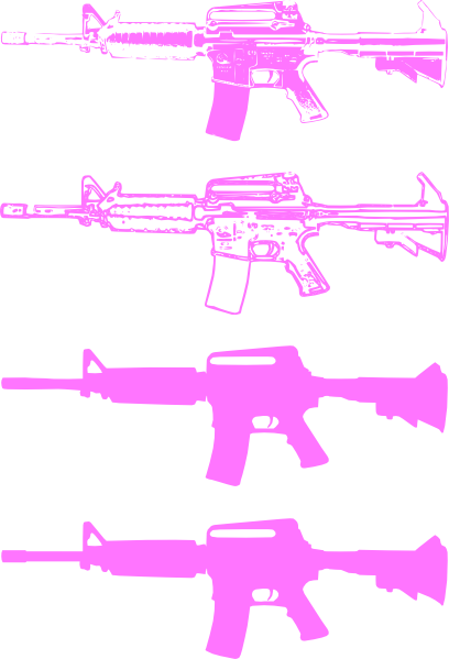 Machine Rifle Silhouette Download Machine Gun Silhouette - A&k M4ris (408x599), Png Download