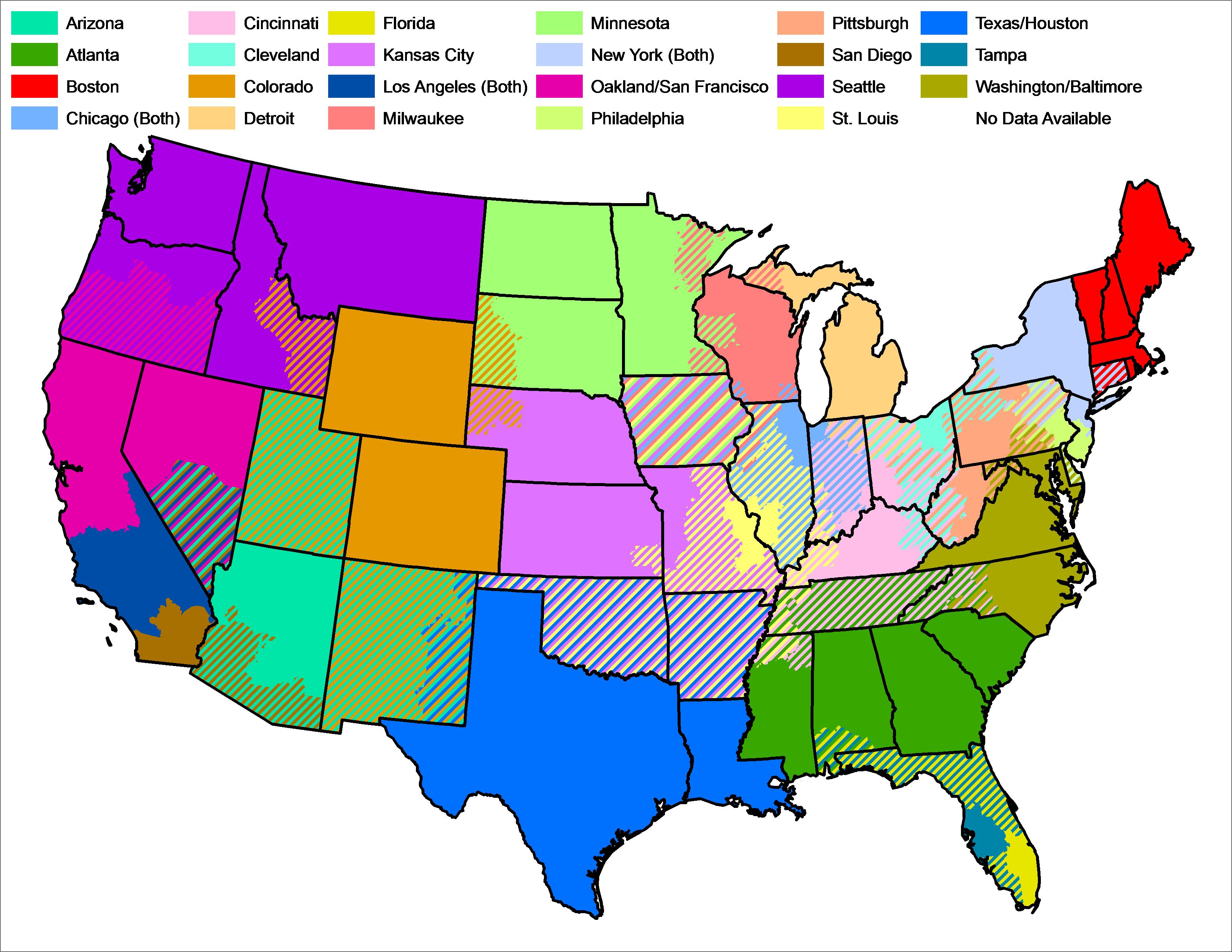 Mlb Blackout Areas - Mlb Blackout (3300x2550), Png Download