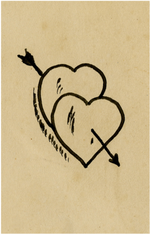 Romantic Doodle - Two Of Hearts (500x500), Png Download