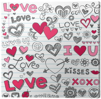Valentine's Day Love Hearts Sketchy Doodle Vector Canvas - Hojas Decorativas De Craftingeek (400x400), Png Download