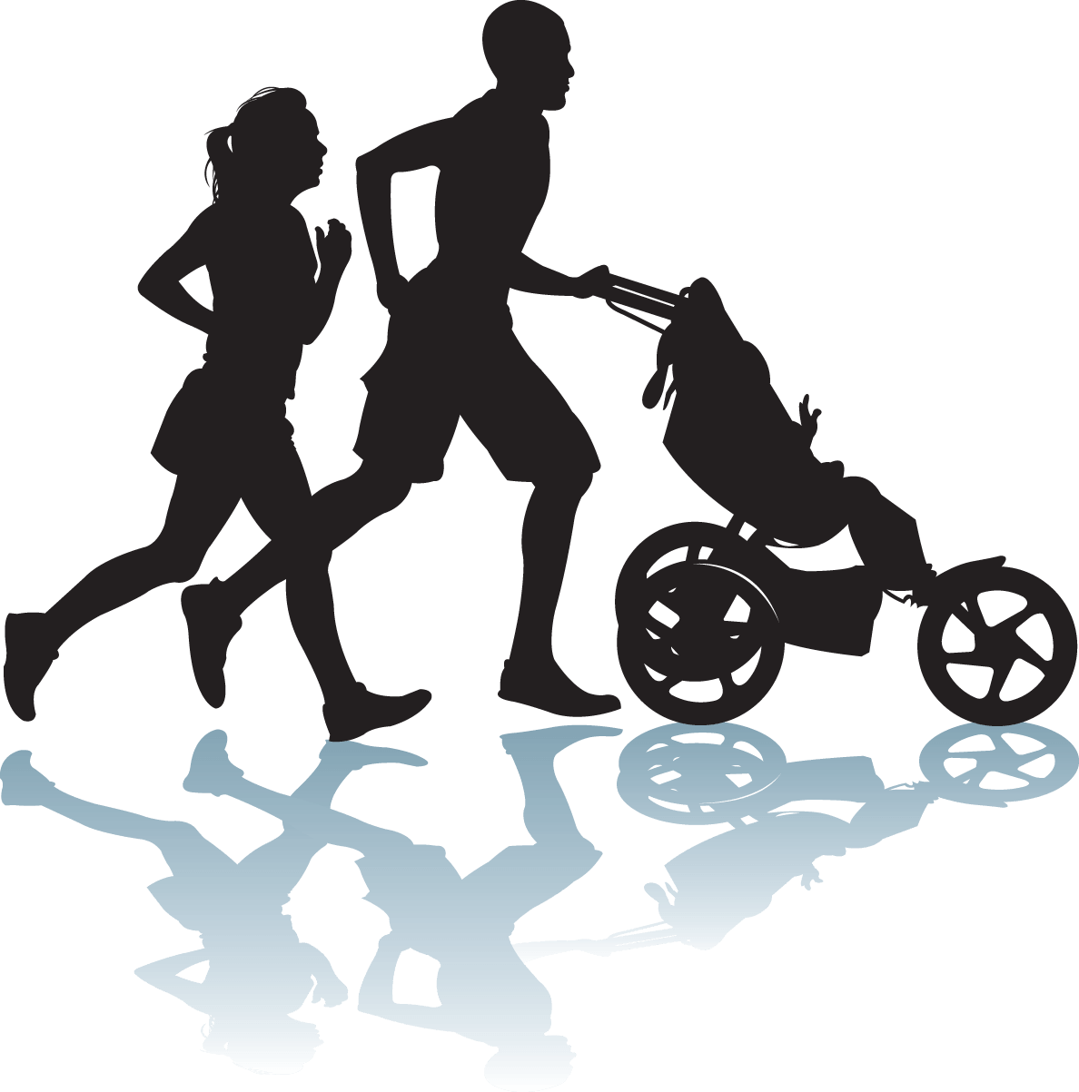 Exercise Silhouette Clip Art At Getdrawings Com - Jogging Stroller Clipart (1188x1203), Png Download