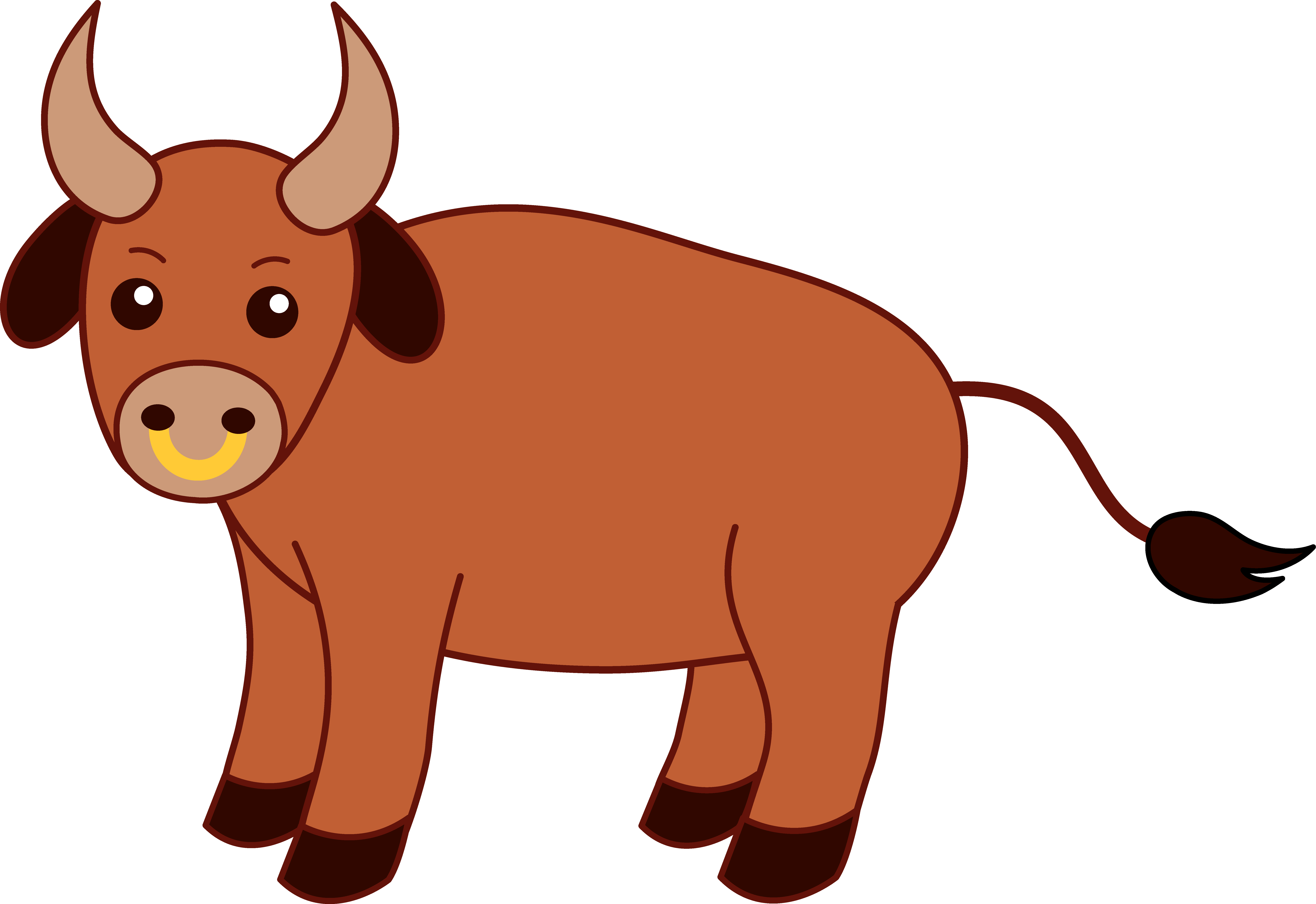 Cute Brown Bull - Bull Clipart (8174x5615), Png Download