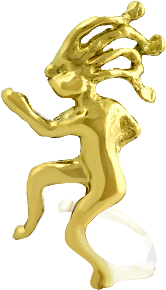 Jogging Kokopelli Gold On Silver Ear Charm's Unisex - Earring (553x963), Png Download