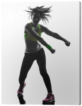 Woman Exercising Fitness Zumba Dancing Silhouette Canvas - Silueta De Zumba Fitness (400x400), Png Download