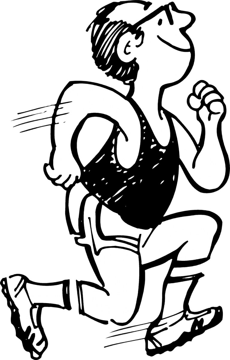 Jpg Freeuse Black White Runner Running Clip Art Transprent - Man Running Clip Art (768x1202), Png Download