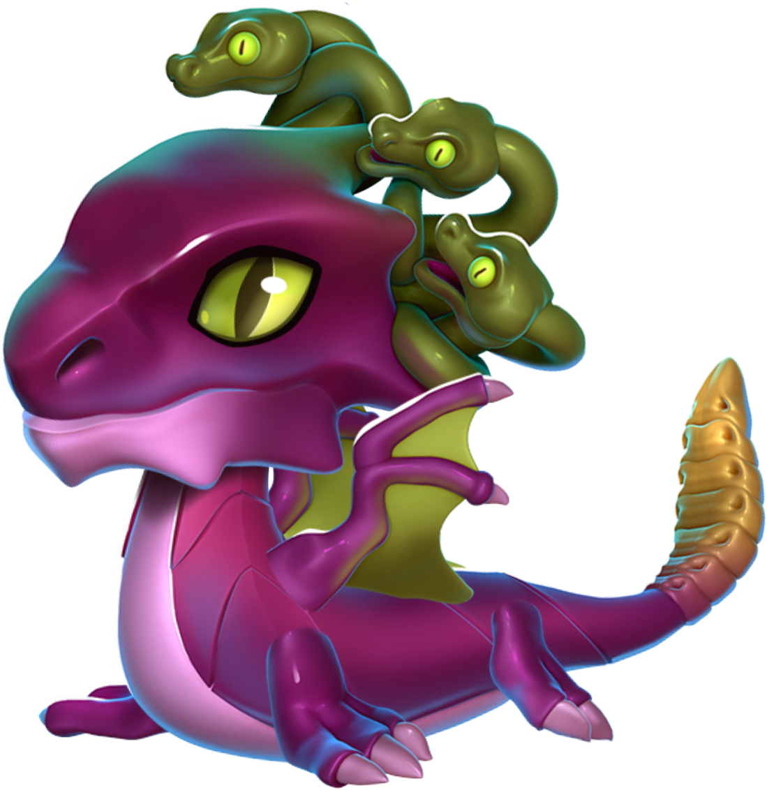 Medusa Dragon Baby - Cartoon (1099x1132), Png Download