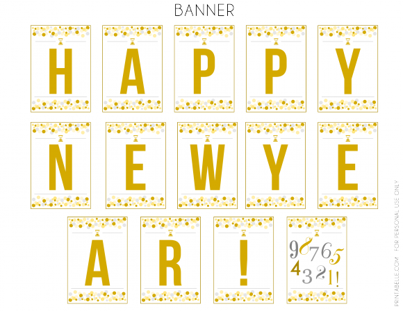 Free Printables Happy New Year Banner See More Party - Happy New Year Printable Banner (580x448), Png Download