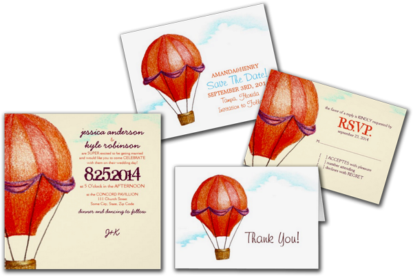 Vintage Hot Air Balloon Wedding Invitation - Hot Air Balloon (600x401), Png Download