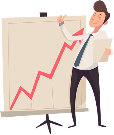 Positive Business Chart Sticker - Business Charts Cartoon Png (374x441), Png Download