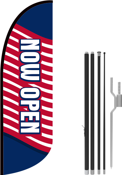 10ft Now Open Stock Blade Flag With Ground Stake - Stock (800x600), Png Download