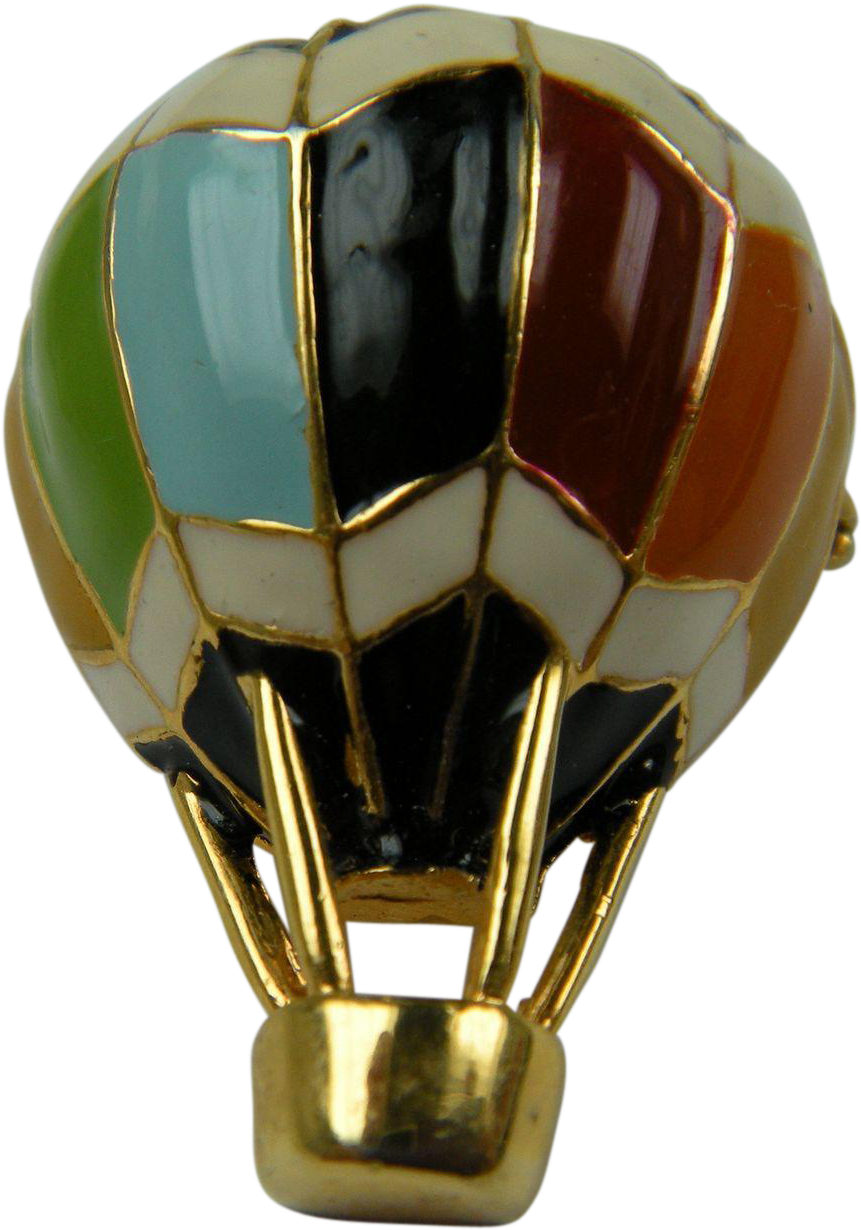 Signed Colorful And Chunky Hot Air Balloon Brooch - Hot Air Balloon (1229x1229), Png Download