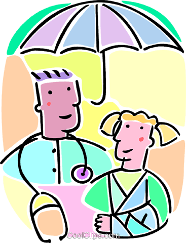 Girl With A Broken Arm And A Doctor Royalty Free Vector - Clip Art (367x480), Png Download
