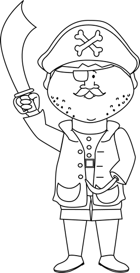 Black And White Pirate With A Hook Arm - Black And White (283x550), Png Download