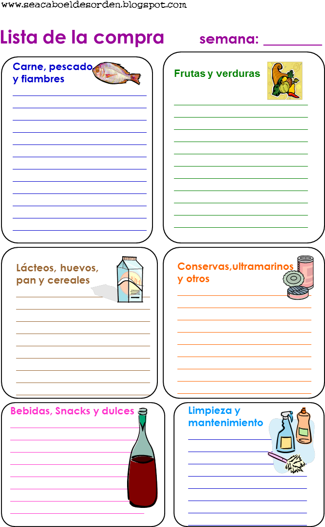Lista De La Compra Imprimible - Hoja Para Lista De Compras (708x1115), Png Download
