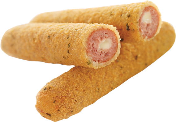 Crumbed Bacon And Cheese Sausages - Cheese Sausage (989x650), Png Download