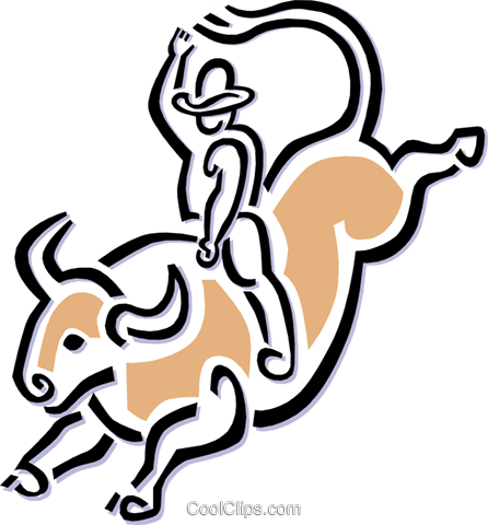 Vaquero Monta De Toros Libres De Derechos Ilustraciones - Bull Riding Clip Art (446x480), Png Download