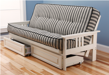 Monterey - White Frame Futon With Arms (350x350), Png Download