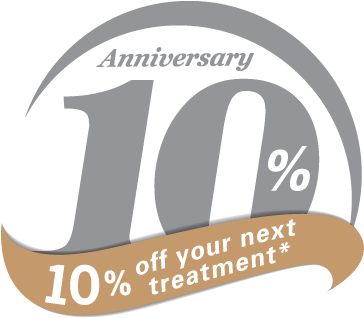 10% Off First Treatment For 10th Anniversary Attendees - Anniversary (374x328), Png Download