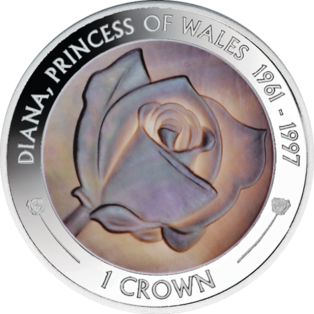 Above, The Silver Coin With Mother Of Pearl Inlay - Death Of Princess Diana 2017 Mother Of Pearl Rose Silver (1000x1000), Png Download