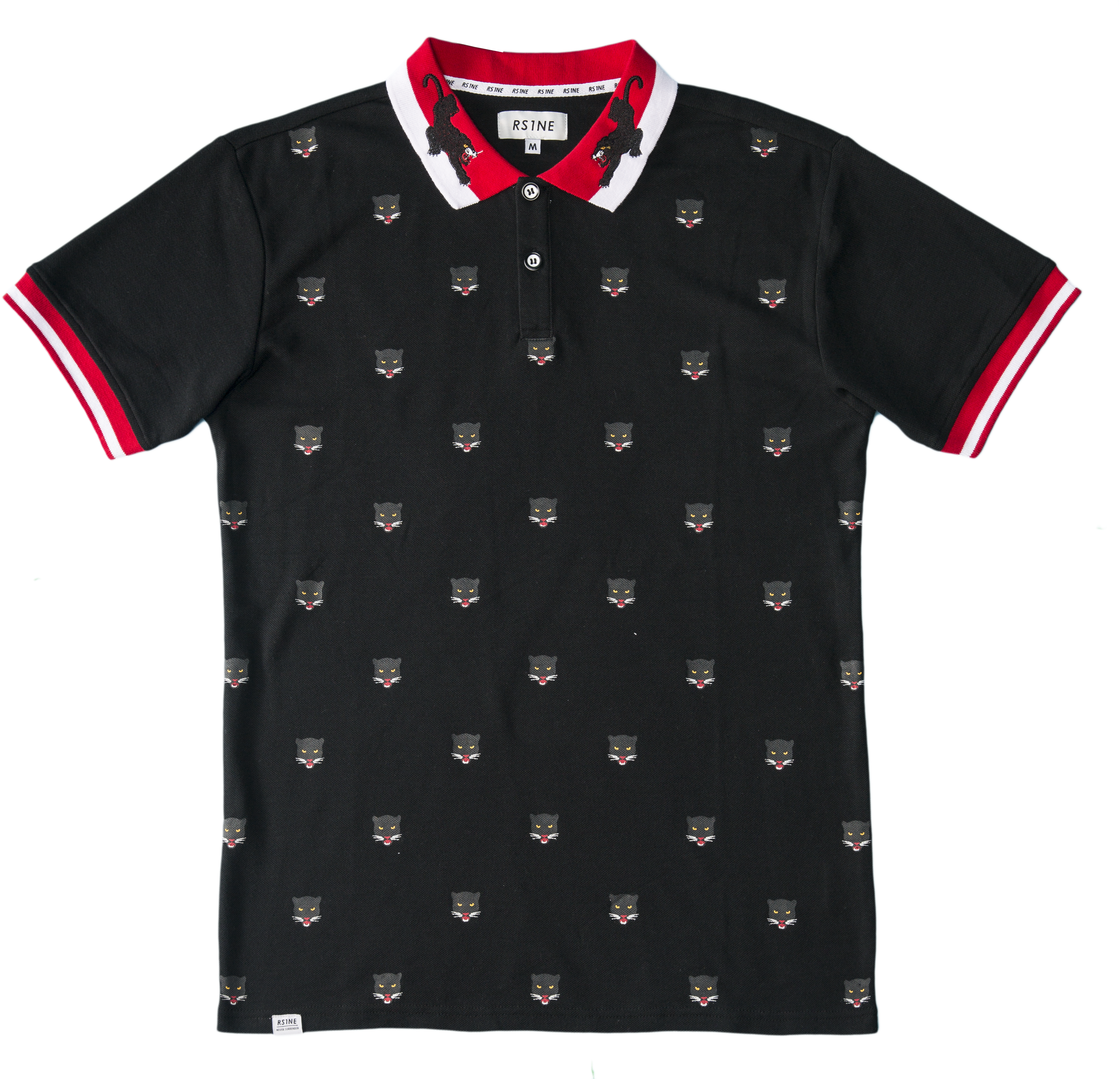 Allover Panther Head Print Polo (3682x3509), Png Download