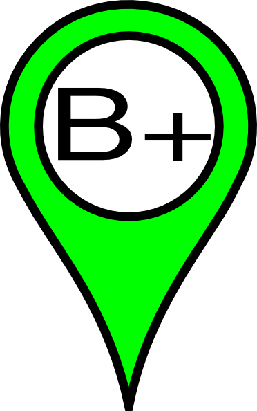 Green Pin B - B+ Yellow (372x594), Png Download