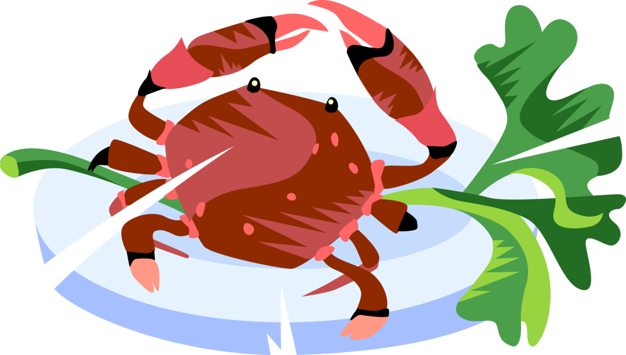 Vector Illustration Of Decapod Marine Crustacean Crab - Crab (1234x700), Png Download