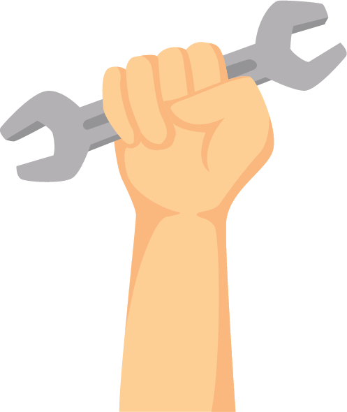 Mano Con Llave Inglesa (497x590), Png Download