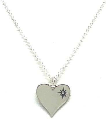Heart With Compass Star Necklace - Locket (395x480), Png Download