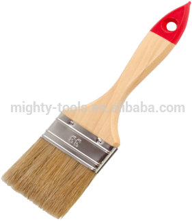 Natural White Bristle Paint Brush With Red Tip Varnished - Paintbrush (350x350), Png Download