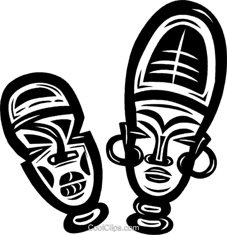 African Masks Royalty Free Vector Clip Art Illustration - Mascaras Africanas Em Png (464x480), Png Download