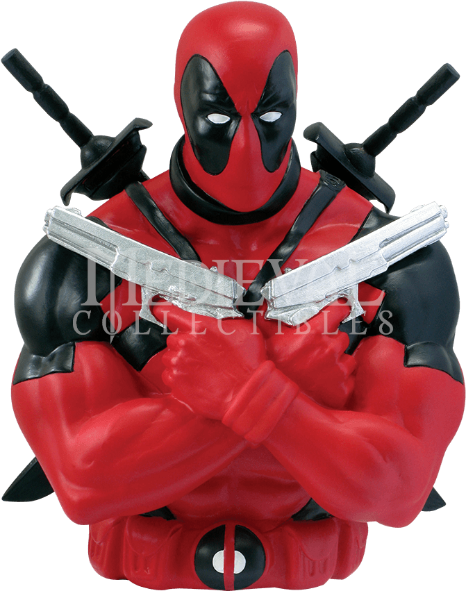 If Two Crossed Pistols, Two Crossed Katana, And A Masked - Deadpool Bust Bank (850x850), Png Download